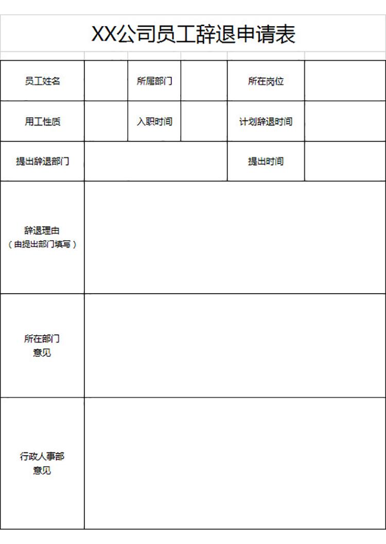 公司員工辭退申請表-1