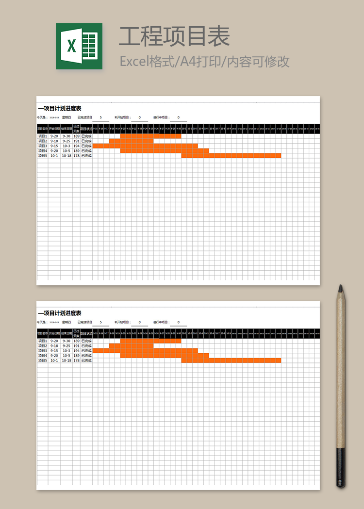 甘特圖工程項目計劃進度表