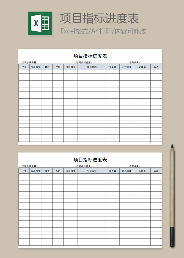 項(xiàng)目指標(biāo)進(jìn)度表