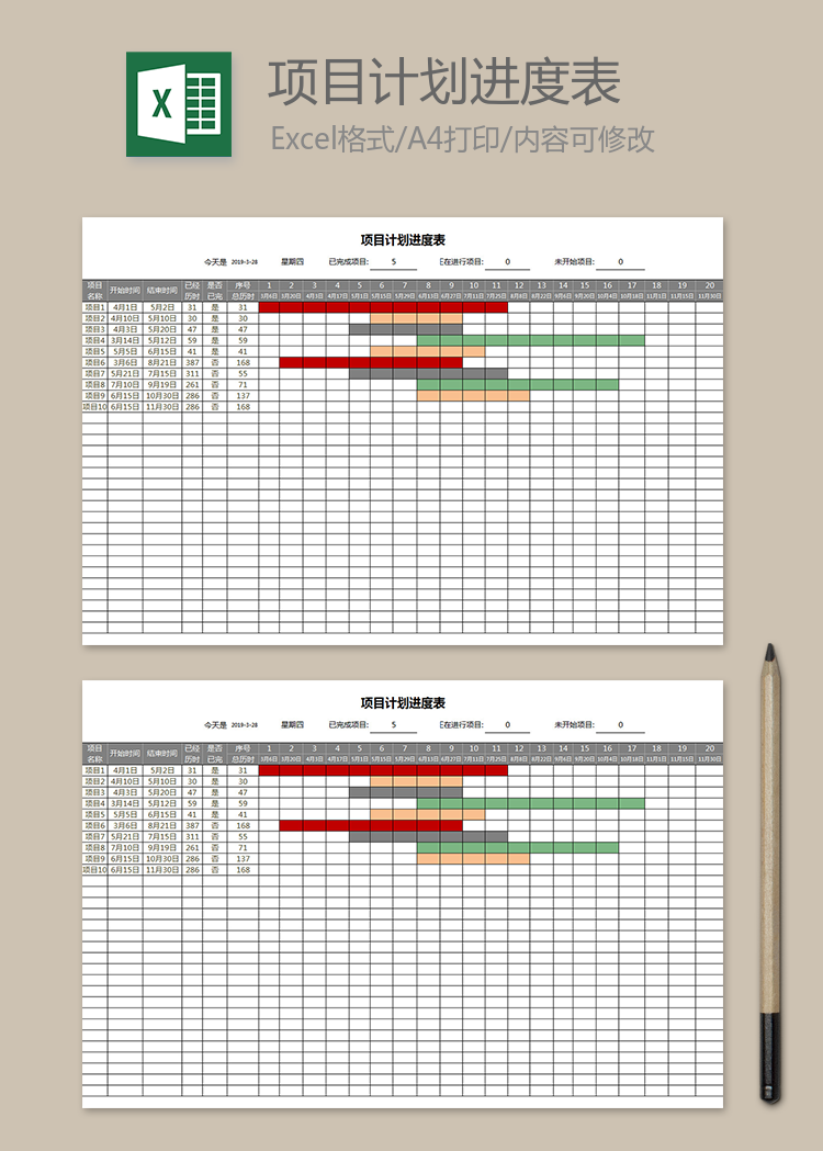 項(xiàng)目計(jì)劃進(jìn)度表(甘特圖)