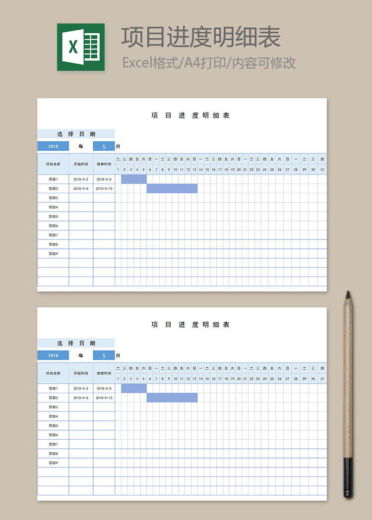 項目進(jìn)度明細(xì)表