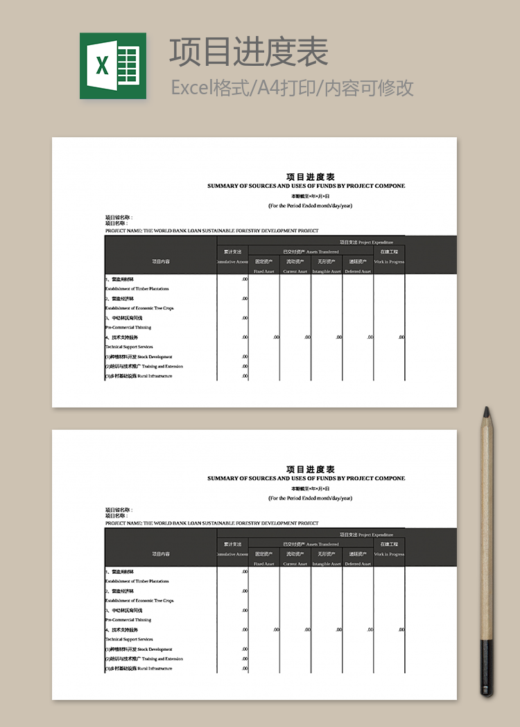 項(xiàng)目進(jìn)度表-中英文