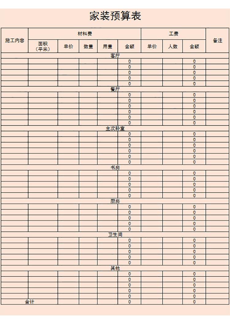 家裝房屋預(yù)算表-1