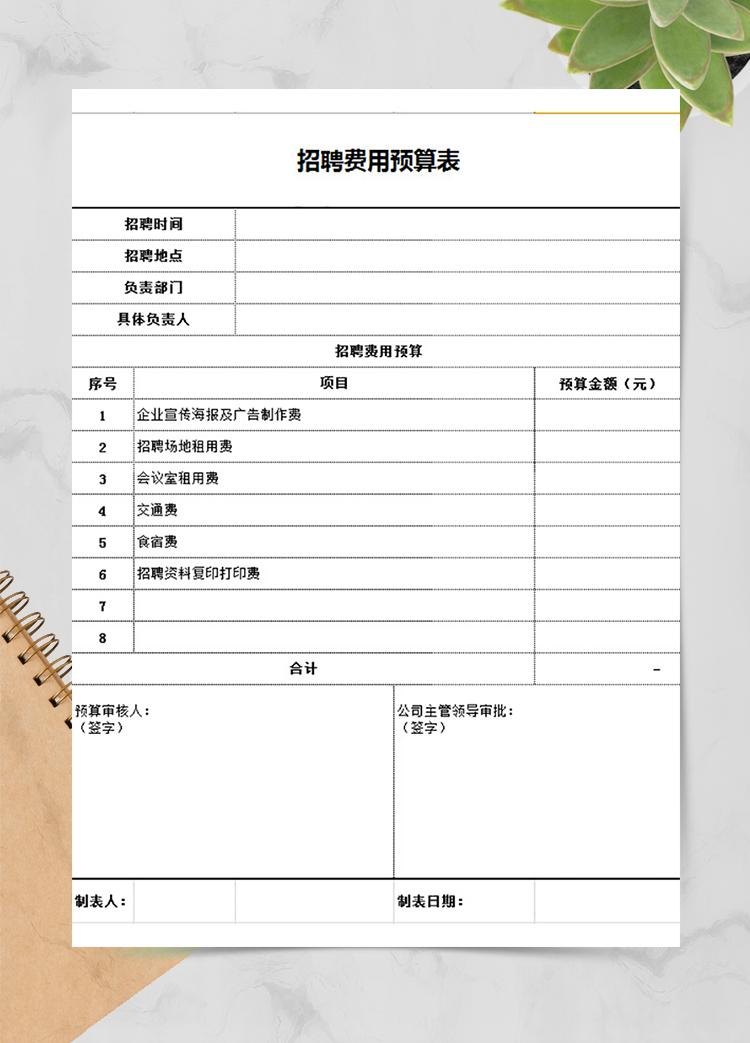 招聘費用預算表
