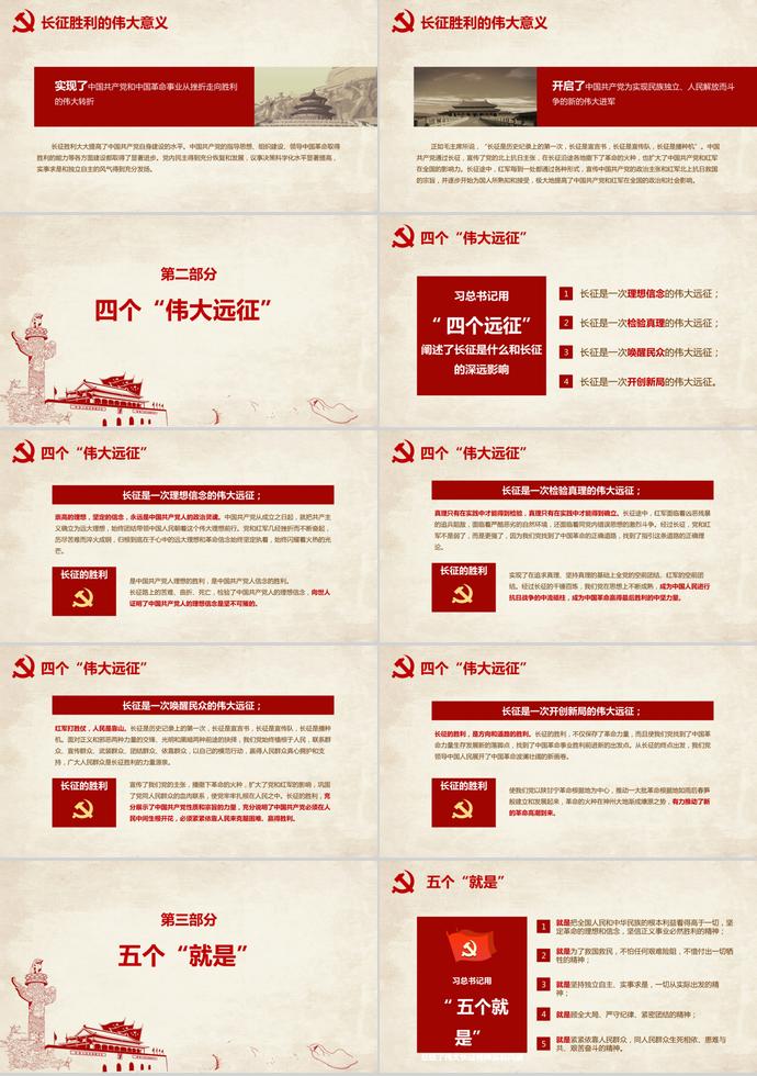 古黃色質(zhì)樸風(fēng)長征精神學(xué)習(xí)ppt模板-1