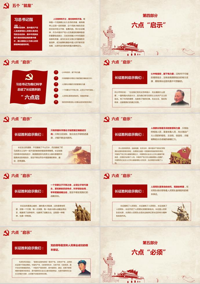 古黃色質(zhì)樸風(fēng)長征精神學(xué)習(xí)ppt模板-2