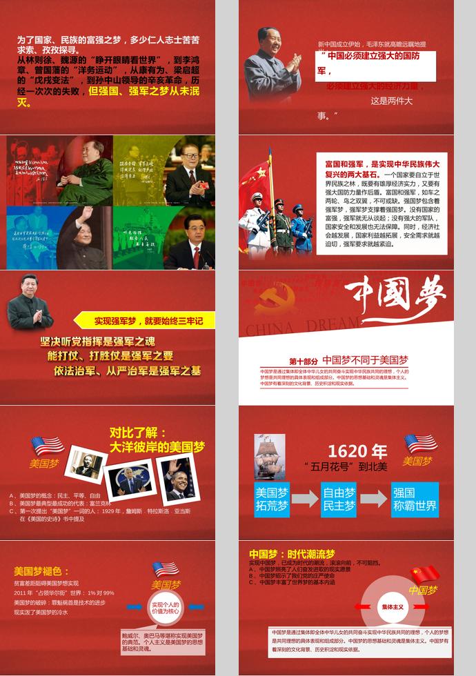 氣質(zhì)紅中國夢(mèng)學(xué)習(xí)ppt模板-5