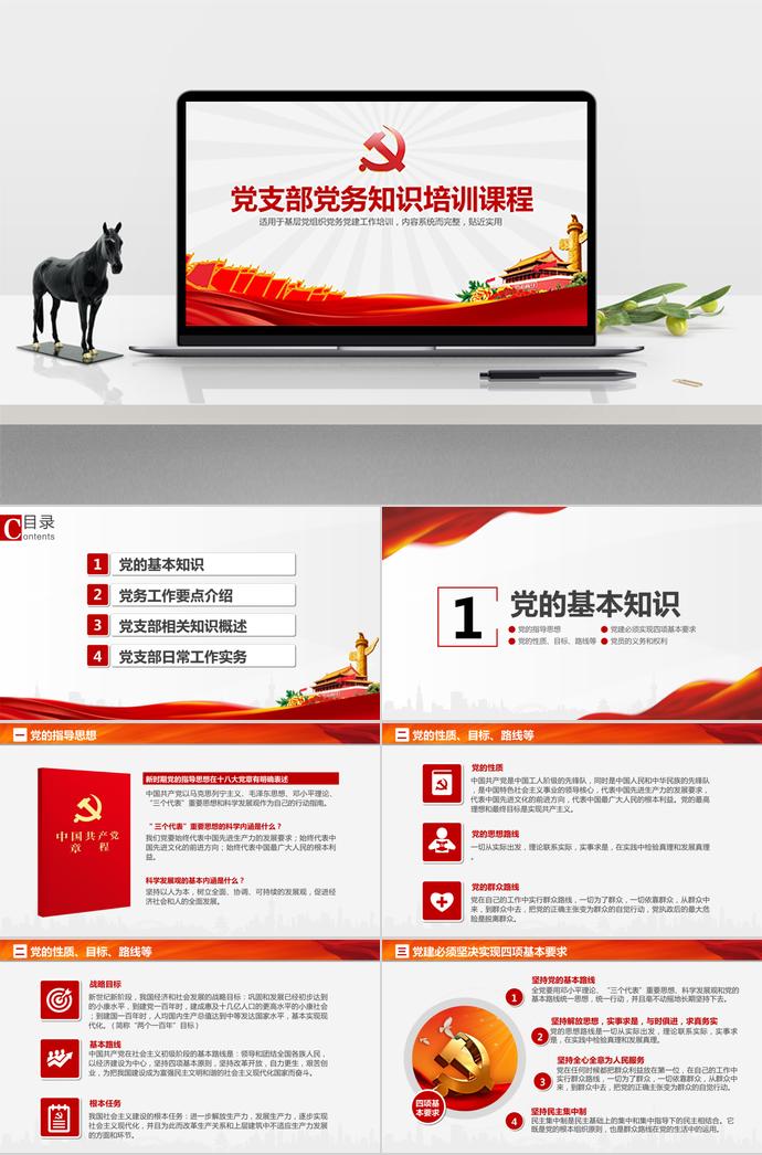 紅色簡潔大氣黨支部黨務(wù)知識培訓(xùn)課程