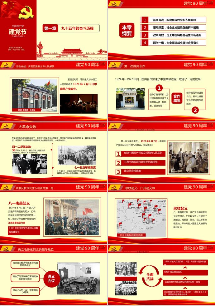 紅黃色質(zhì)樸風(fēng)黨課學(xué)習(xí)ppt模板-1