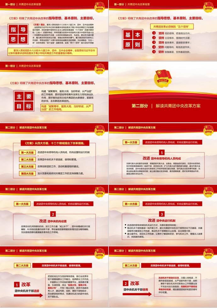 大紅色莊嚴(yán)共青團(tuán)中央改革方案ppt模板-1
