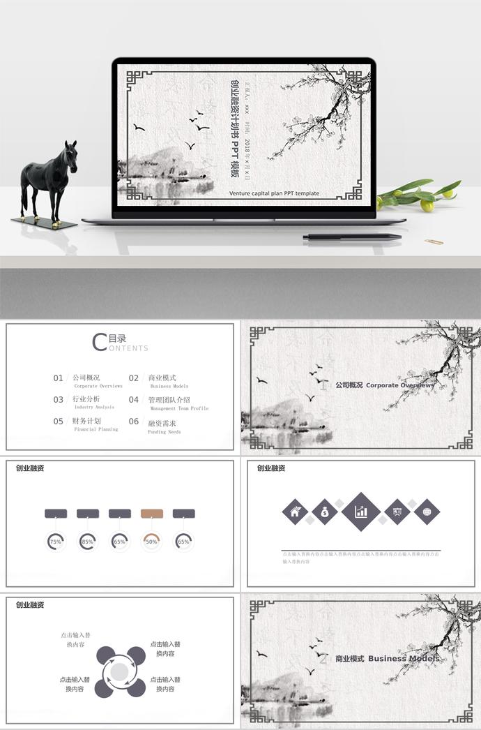 復(fù)古自然風(fēng)創(chuàng)業(yè)融資計(jì)劃書PPT模板