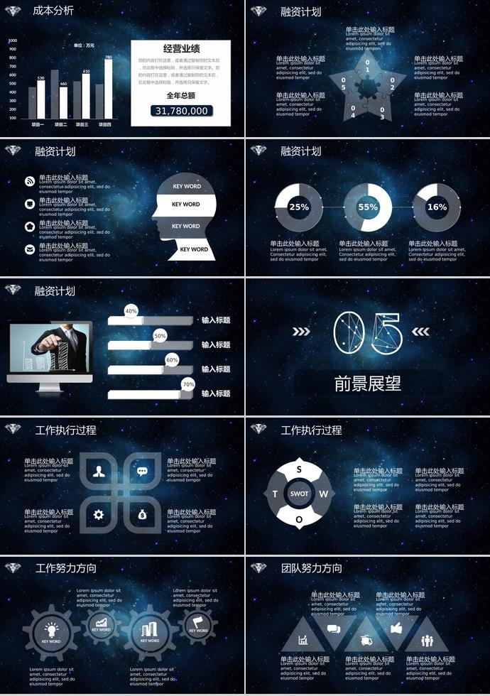 炫酷星空風(fēng)商業(yè)融資PPT模板-3