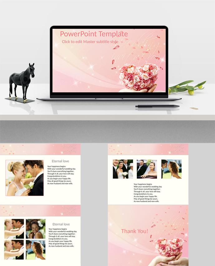 粉色系歐美風(fēng)英文版婚禮策劃PPT模板