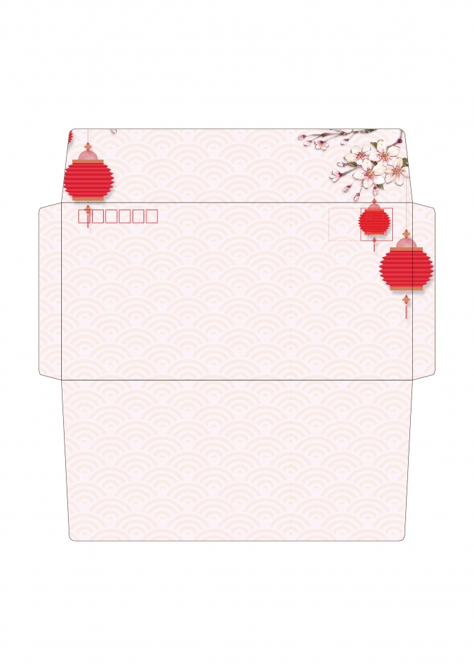 簡約中國風(fēng)海浪信封