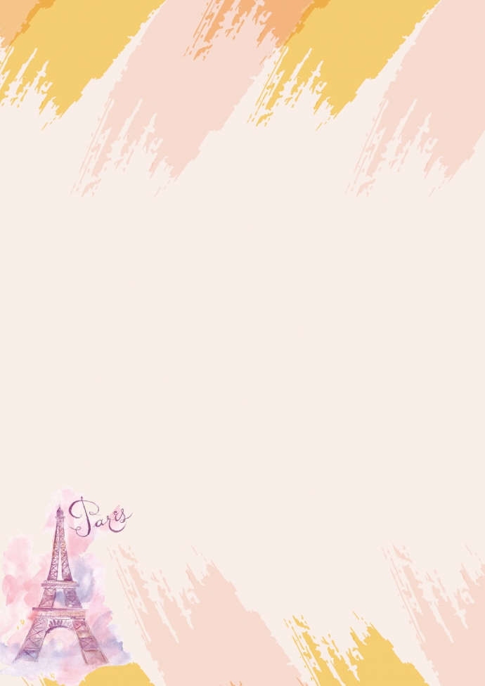 精美巴黎鐵塔卡通漸變色信紙