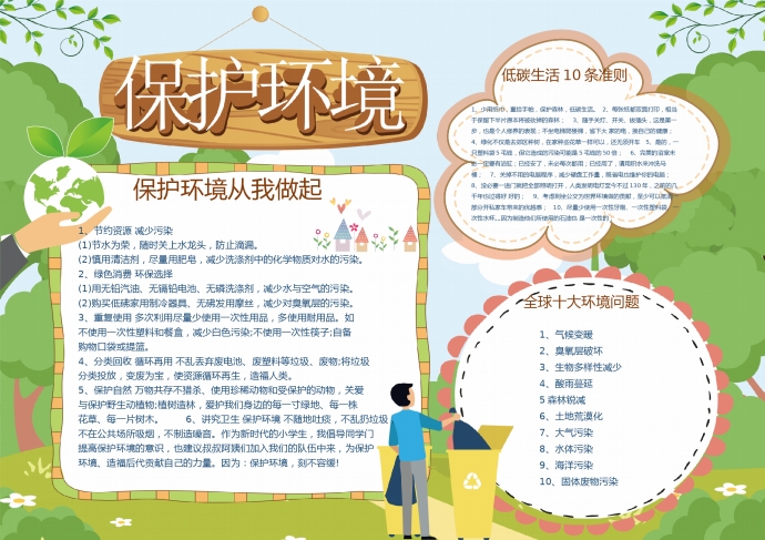 通用保護環(huán)境垃圾分類word小報