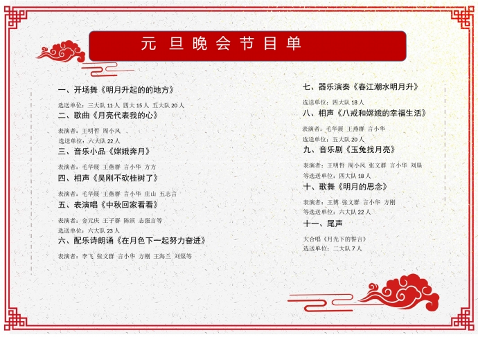 大氣翔云中國(guó)風(fēng)元旦晚會(huì)節(jié)目單-1