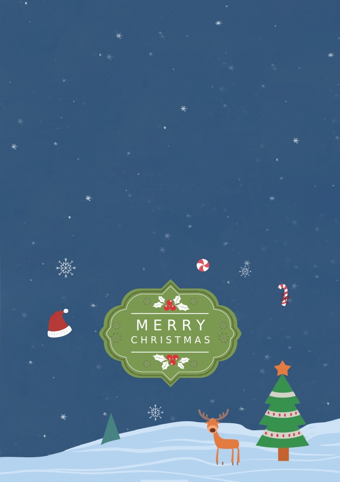 小清新藍(lán)色主題圣誕賀卡