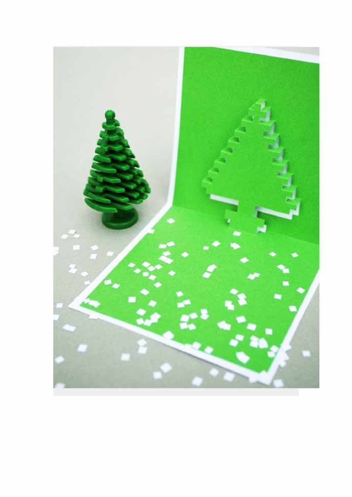 精美卡通風格圣誕樹立體賀卡