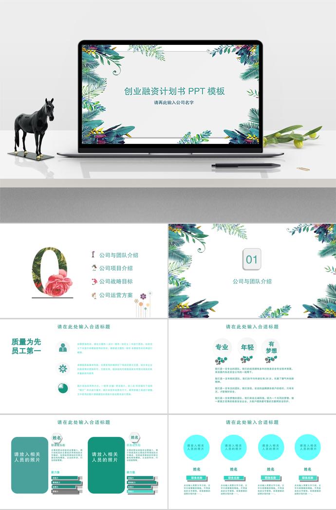 創(chuàng)意花卉創(chuàng)業(yè)融資計劃書PPT模板