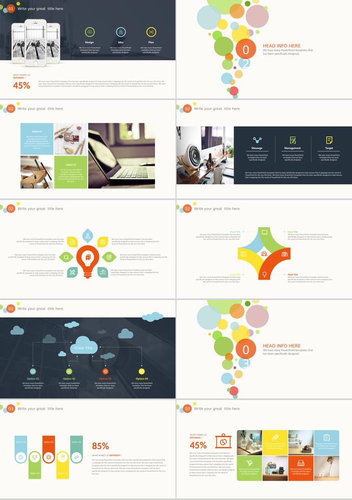 彩色泡泡年終總結(jié)PPT模板-1