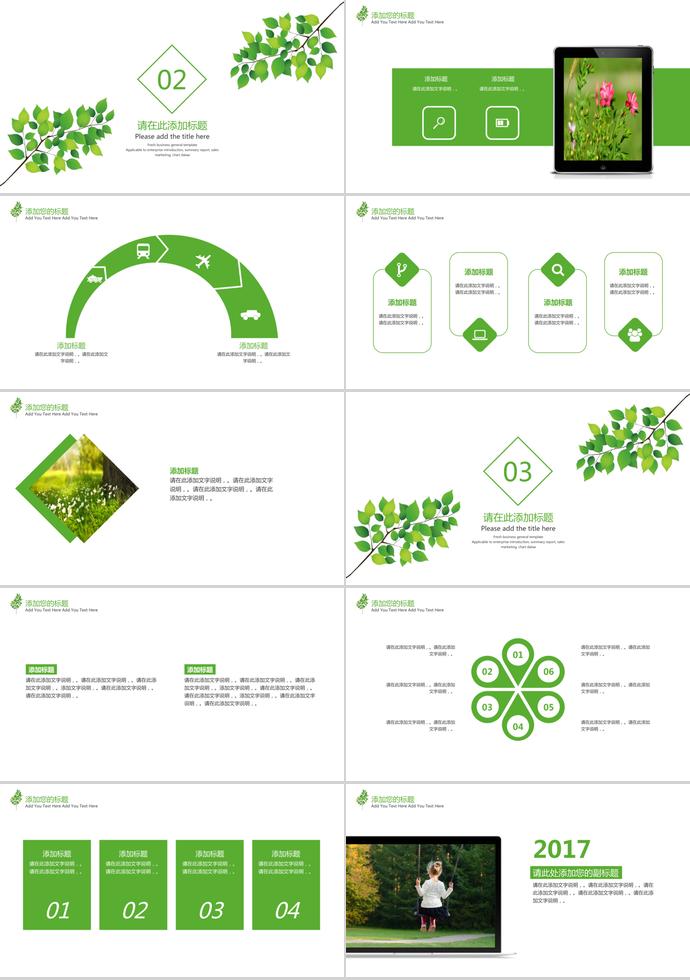 簡(jiǎn)約樹葉教學(xué)課件PPT模板-1