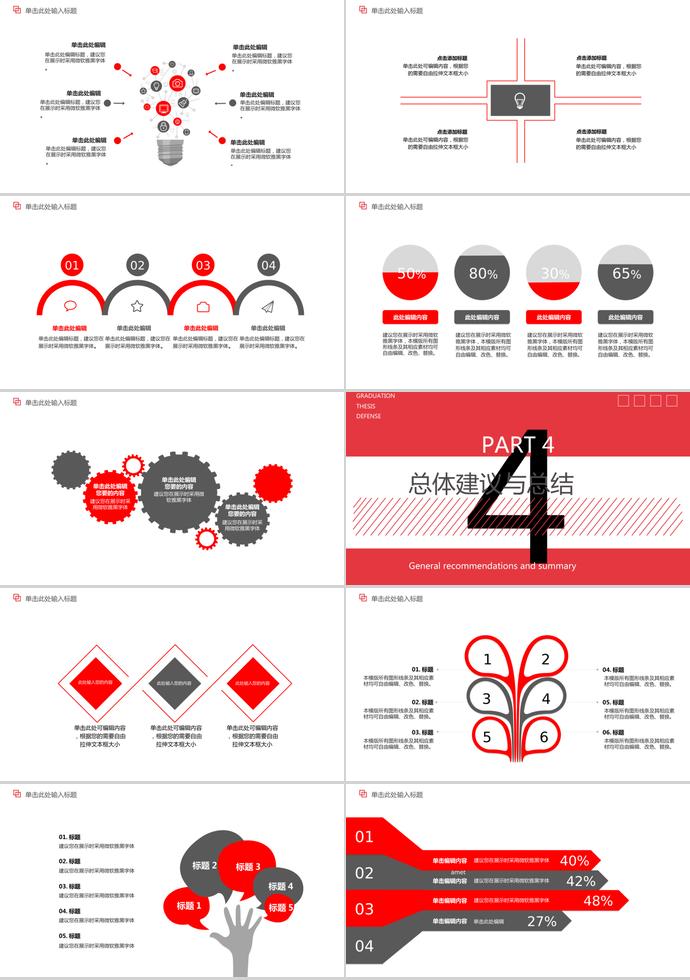 大紅色簡(jiǎn)約風(fēng)畢業(yè)論文答辯模板-2