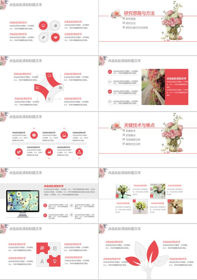 文藝清新花卉畢業(yè)答辯動(dòng)態(tài)PPT模板-1