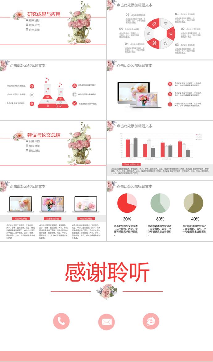 文藝清新花卉畢業(yè)答辯動(dòng)態(tài)PPT模板-2