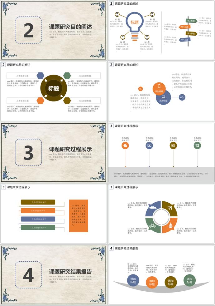 淡色底創(chuàng)意花卉畢業(yè)答辯PPT模板-1