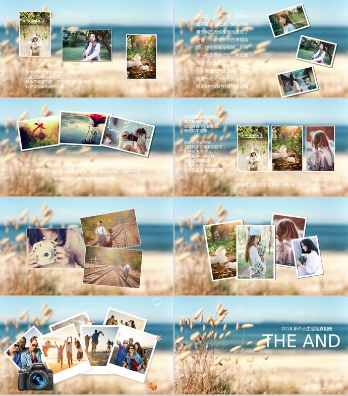 蘆葦青春相冊PPT模板-1