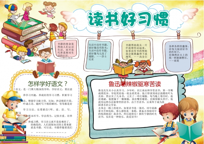 創(chuàng)意精美讀書(shū)好習(xí)慣多彩手抄報(bào)