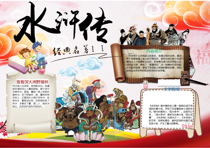 精美水滸人物形象水滸傳手抄報