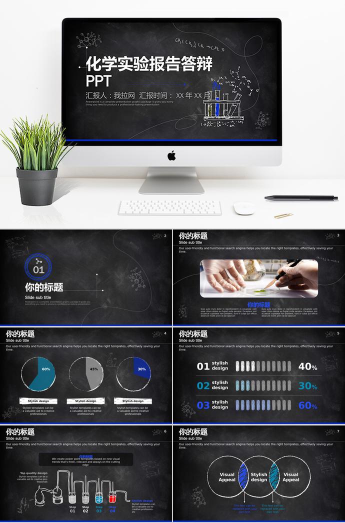 黑板風化學實驗報告畢業(yè)答辯PPT模板