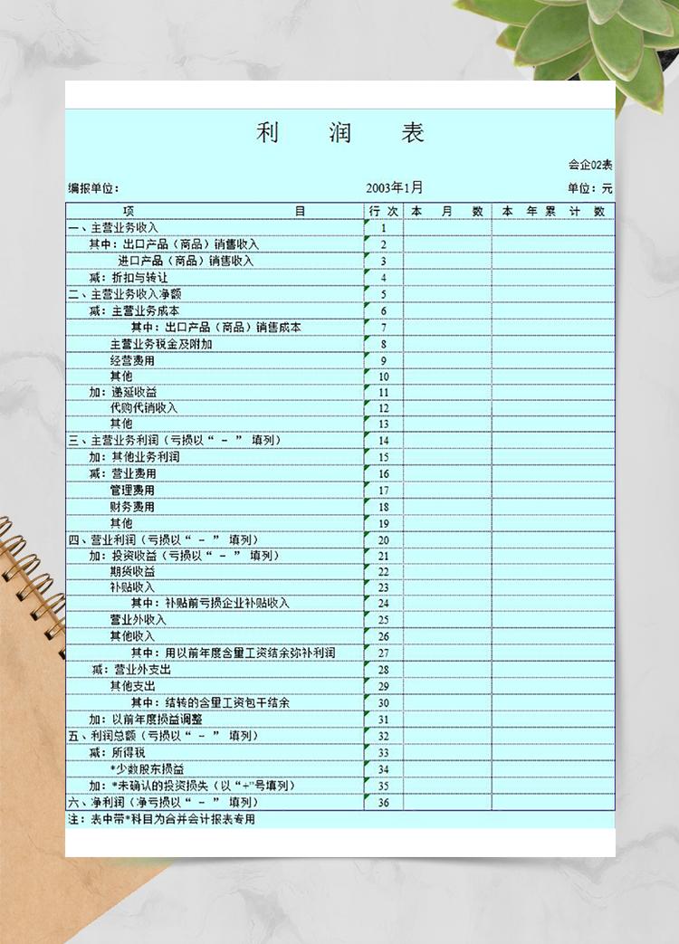 公司利潤(rùn)表