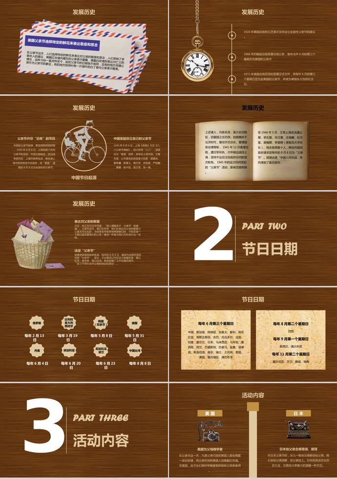 咖啡色復(fù)古風(fēng)感恩父親節(jié)ppt模板-1