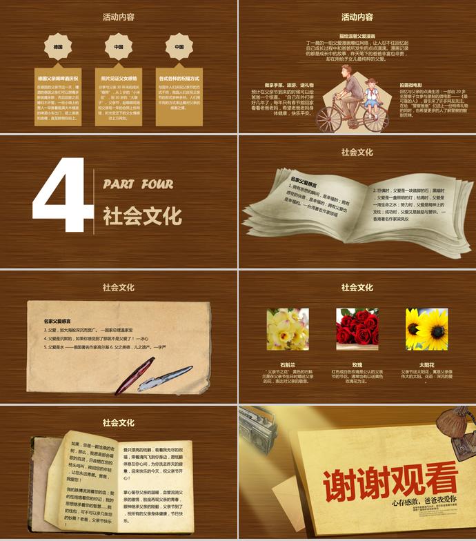 咖啡色復(fù)古風(fēng)感恩父親節(jié)ppt模板-2