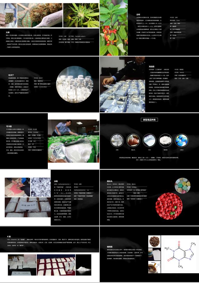 黑色系簡約風禁毒教育ppt模板-1