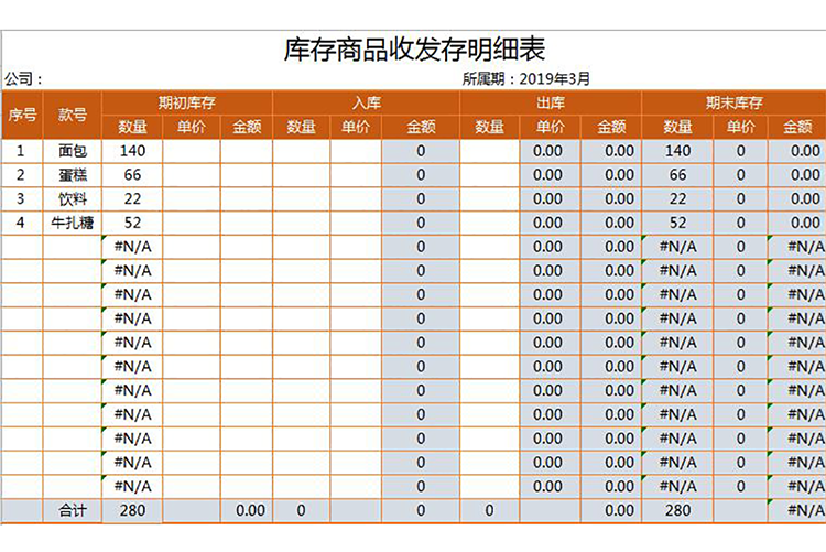 庫存商品收發(fā)存明細(xì)表-1
