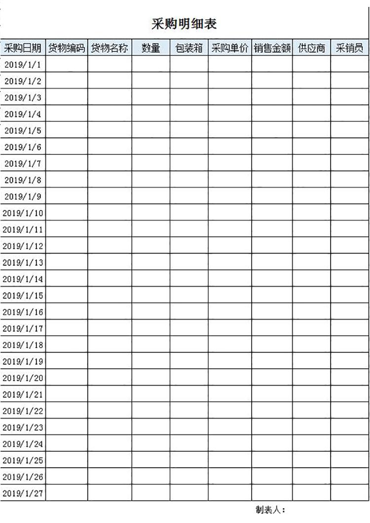 采購明細(xì)表模板-1