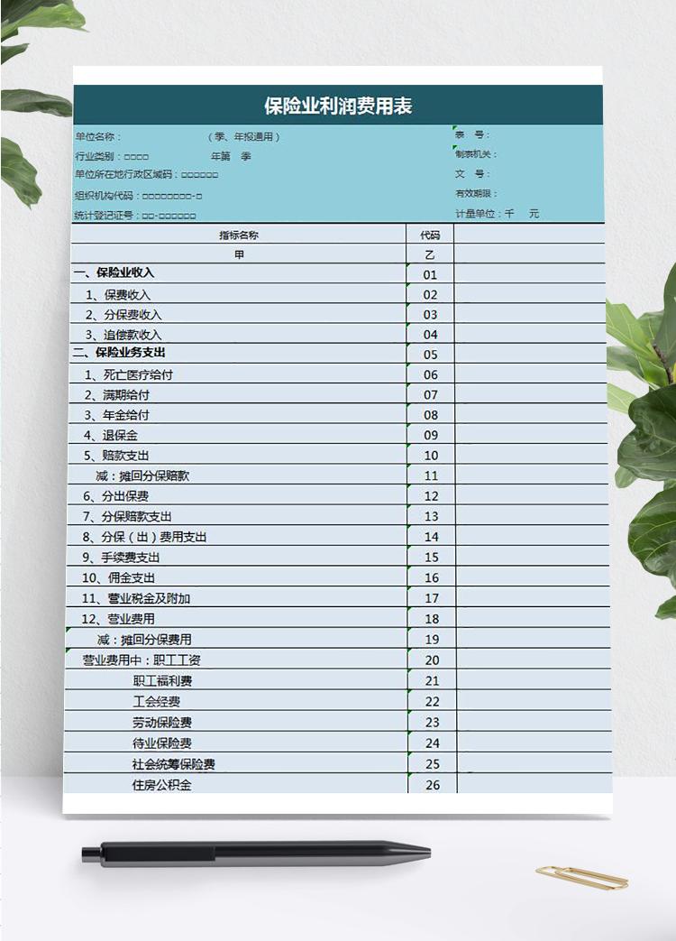 保險(xiǎn)業(yè)利潤(rùn)費(fèi)用明細(xì)表
