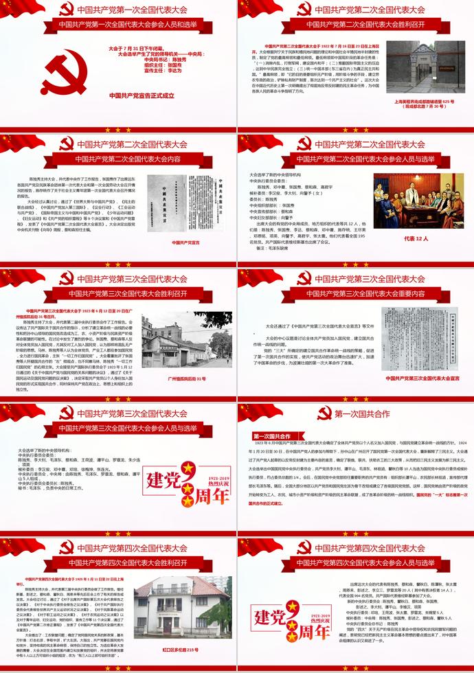 金紅大氣風(fēng)永遠(yuǎn)跟黨走建黨98周年主題活動PPT模板-2