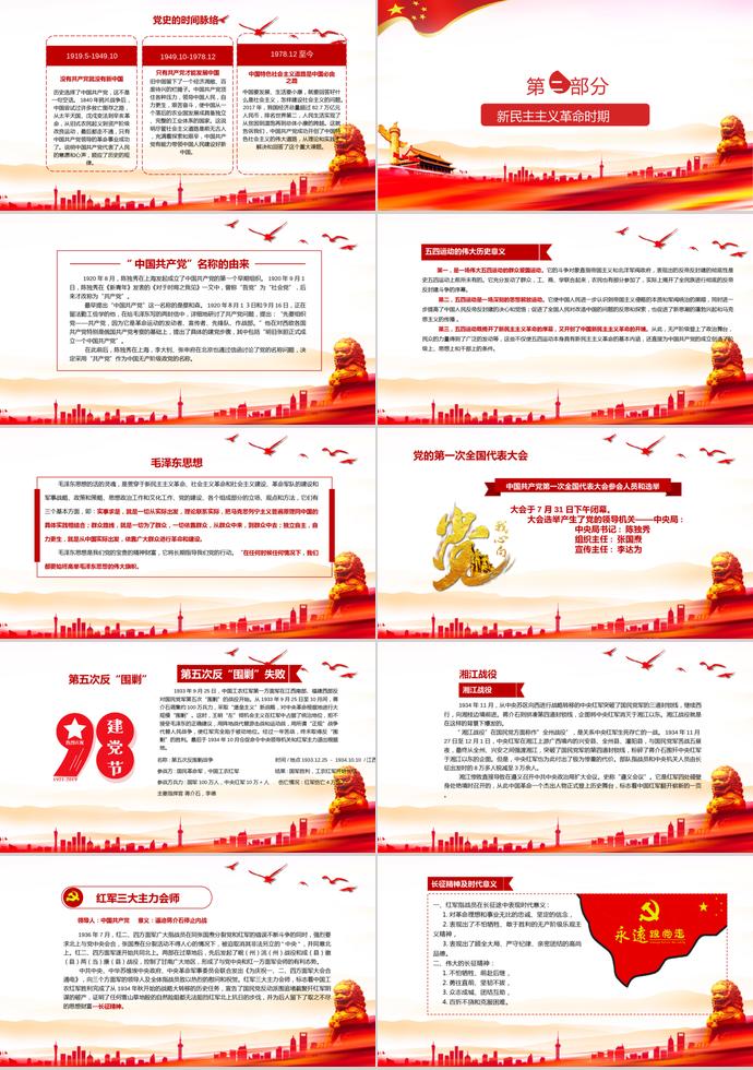 金紅色風(fēng)格黨的光輝歷程建黨98周年主題活動(dòng)PPT模板-1