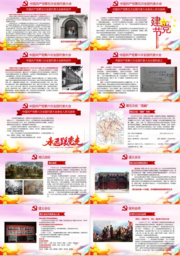 金紅炫彩風(fēng)熱烈慶祝建黨節(jié)98周年P(guān)PT模板-3