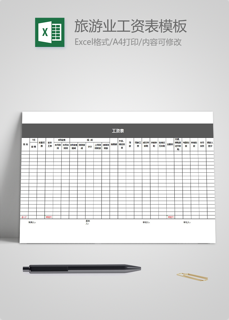 旅游業(yè)工資表模板