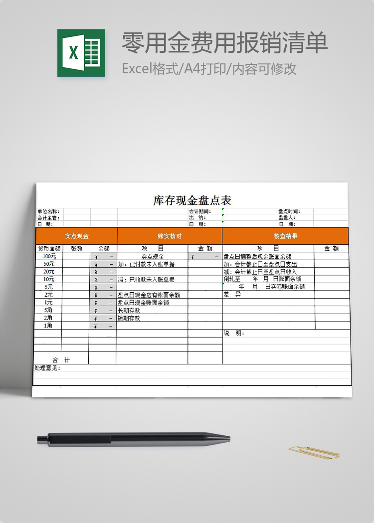 零用金費(fèi)用報(bào)銷清單