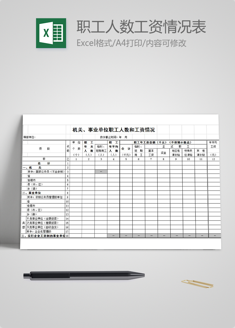 機(jī)關(guān)事業(yè)單位職工人數(shù)和工資情況