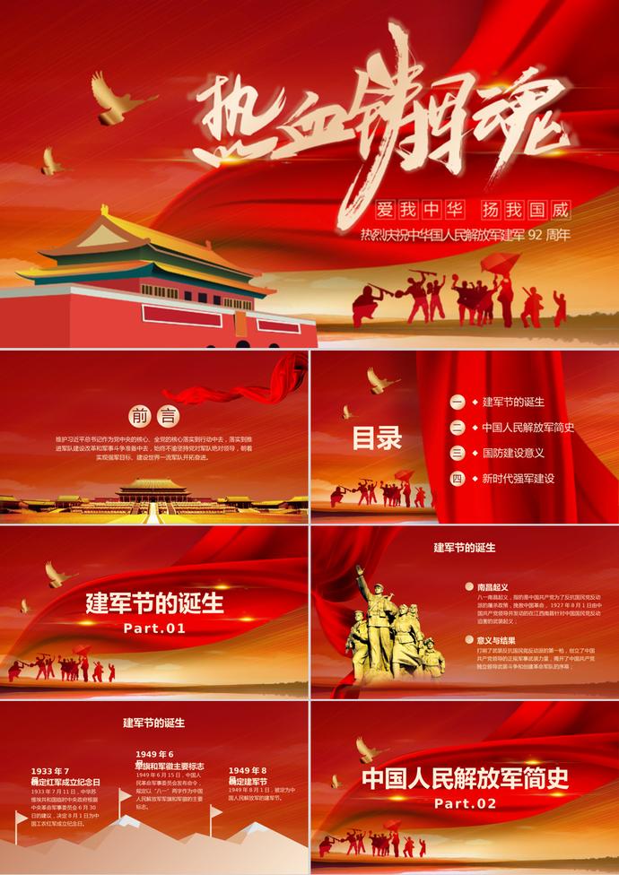 八一建軍節(jié)黨政動(dòng)態(tài)PPT模板
