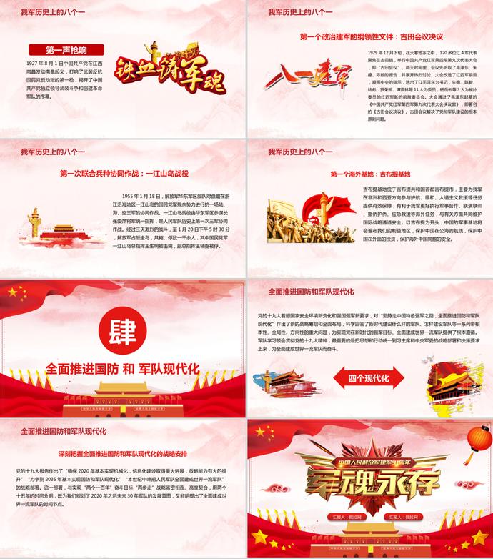 大氣黨建宣傳建軍節(jié)微黨課ppt模板-2