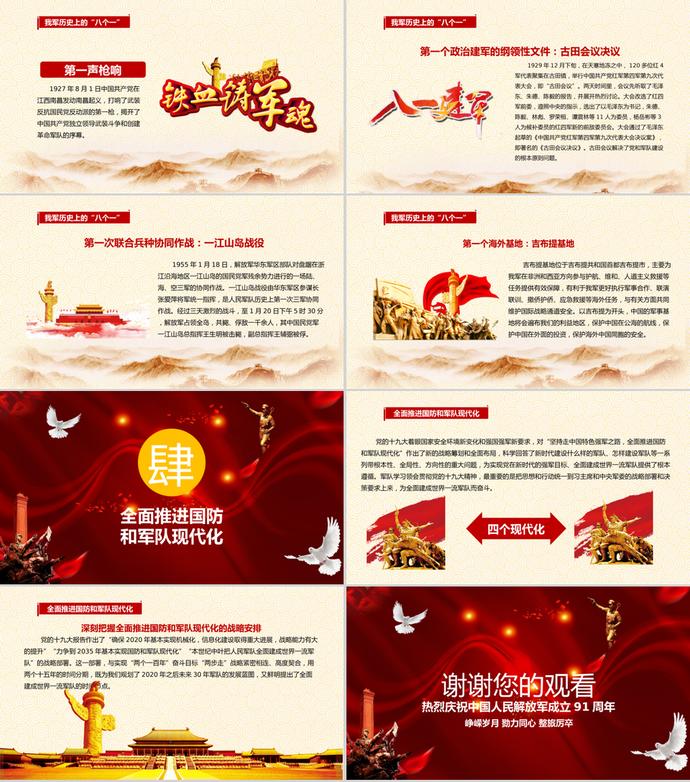 紅色八一建軍節(jié)鐵血鑄軍魂P(guān)PT模板-2
